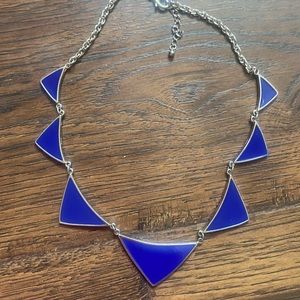 Express Blue and Silver Geometric Triangle Necklace